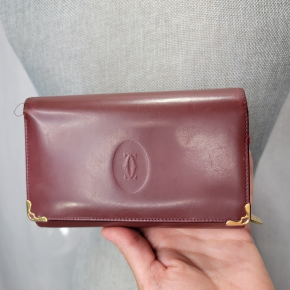 Cartier Handbags - Rare Cartier Authentic Vintage Wallet Burgundy Brown Leather